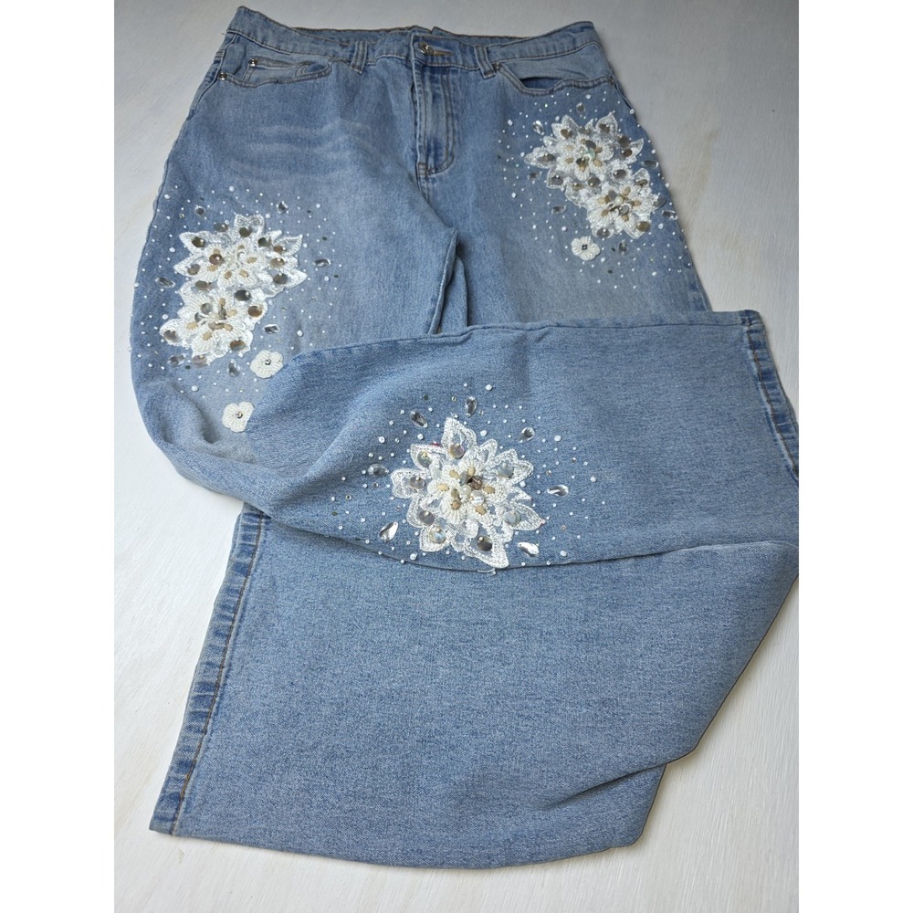 Diane Gilman 2 hippie boho Festival Size 8 jeans new chic beaded pants